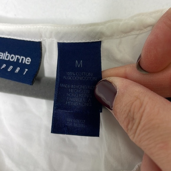 𝅺Vintage Liz Claiborne drawstring neckline floral embroidered blouse - Picture 6 of 7